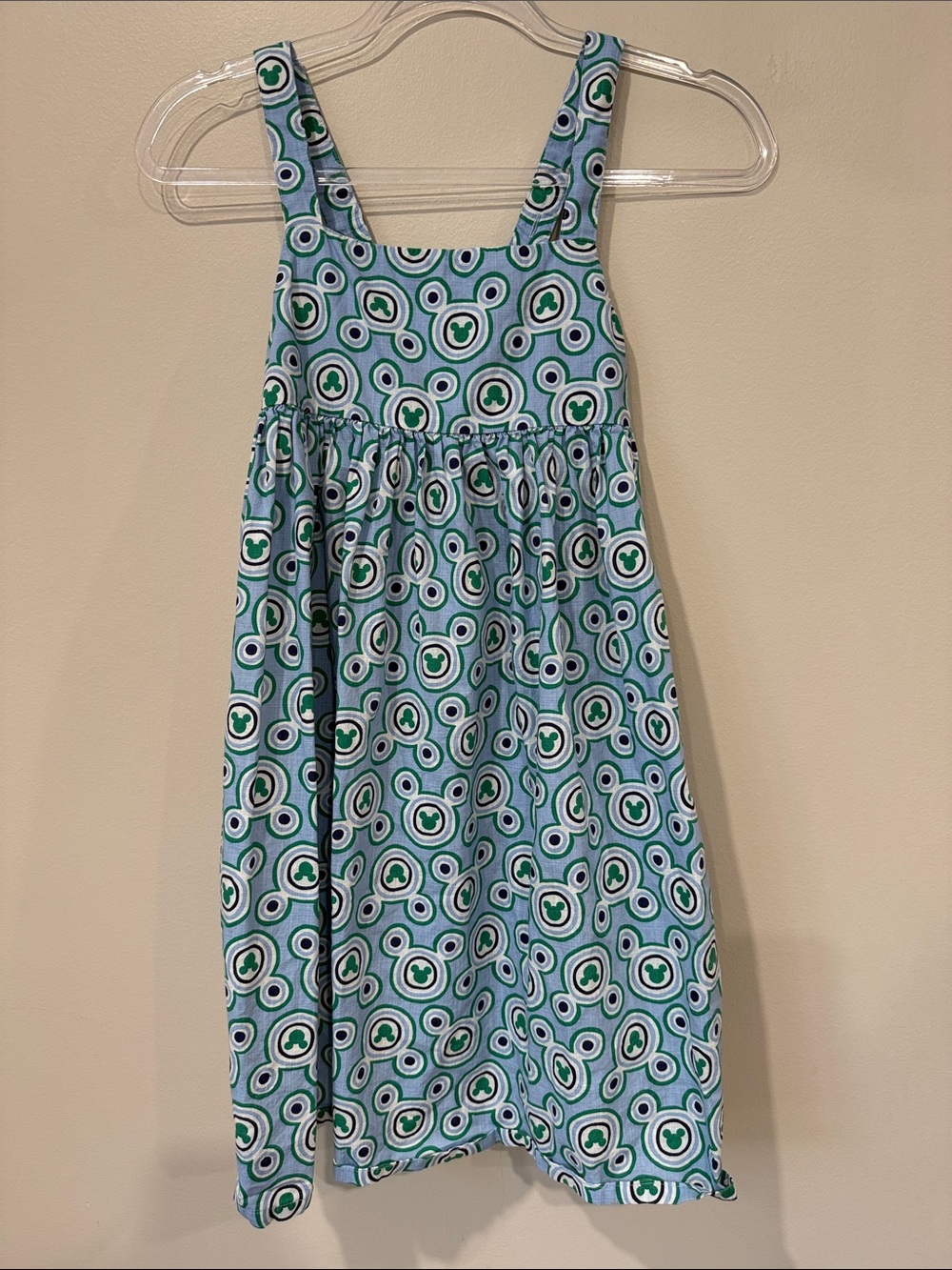 Hanna Andersson x Disney Mickey Blue Dress Green Cotton Linen